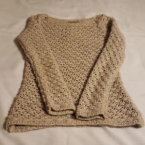 BERRETTI tan/gold sweater. Size small
